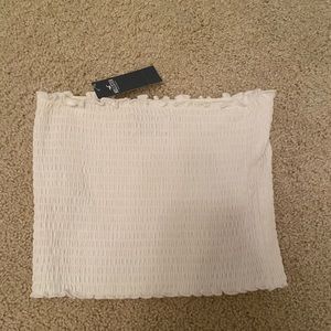 ruffled white tube top